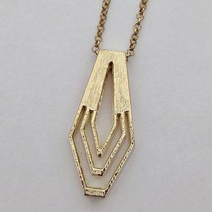Gold-tone Pendant Long Necklace Geometric